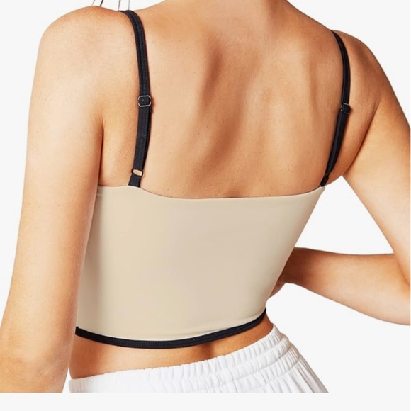 Move With You Sleeveless Spaghetti Strap Sports Bra Tank Tops Square Neck - Picture 2 of 6